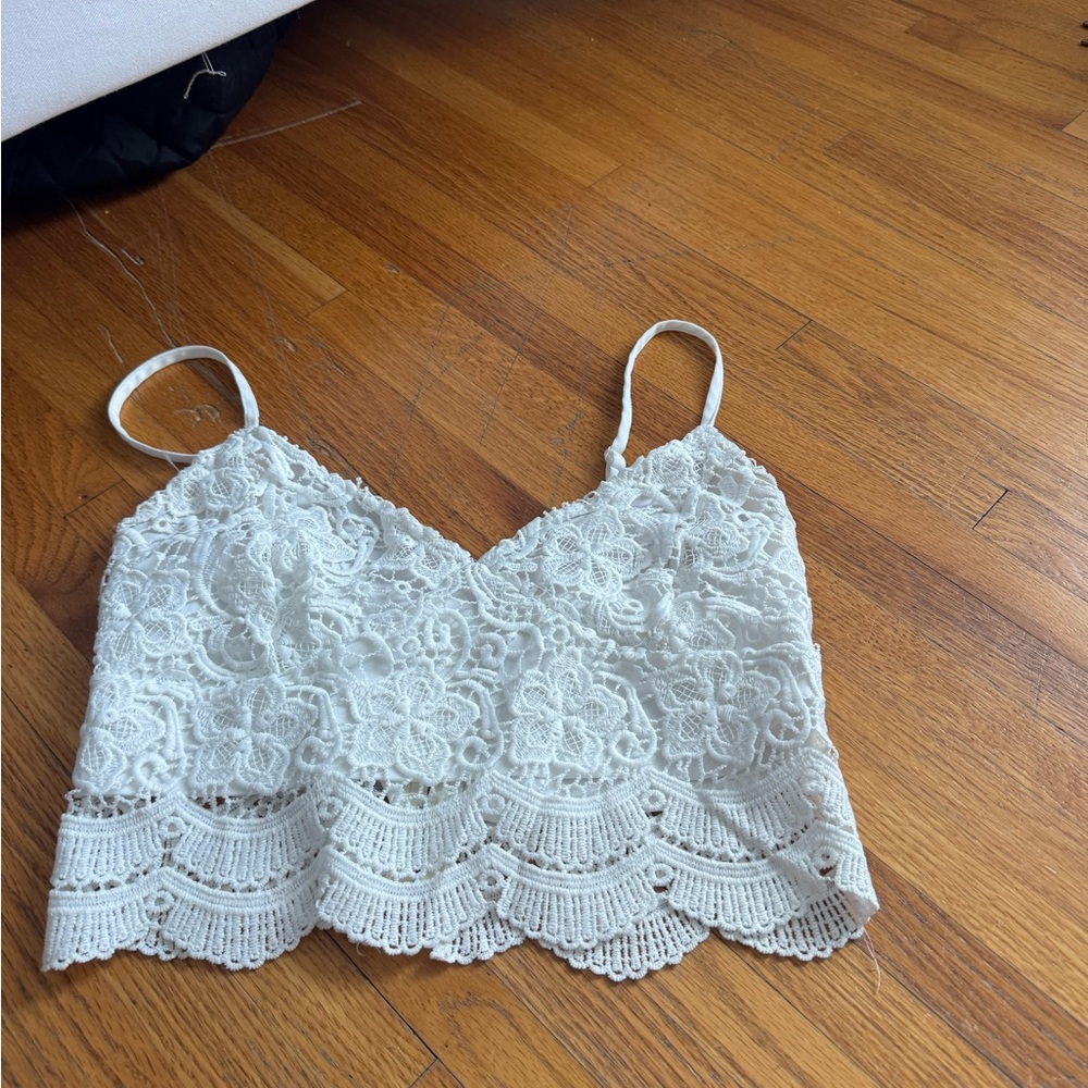 La Hearts White Lace Camisole Top
